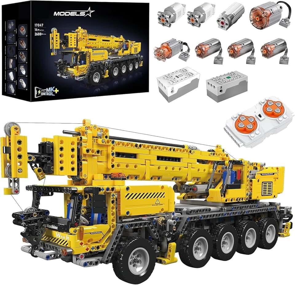 BILIZA Spirits 17047 Mobile Crane Mk II Set,Electric Mechanized Crane Model - 2688 Pieces, 1: Scale, Multi-Directional Movement APP Remote Control Truck Construction Vehicles Model with Motor