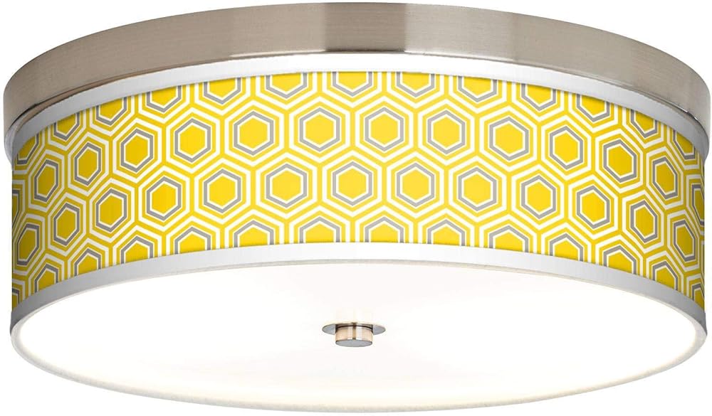Honeycomb Giclee Energy Efficient Ceiling Light with Print Shade