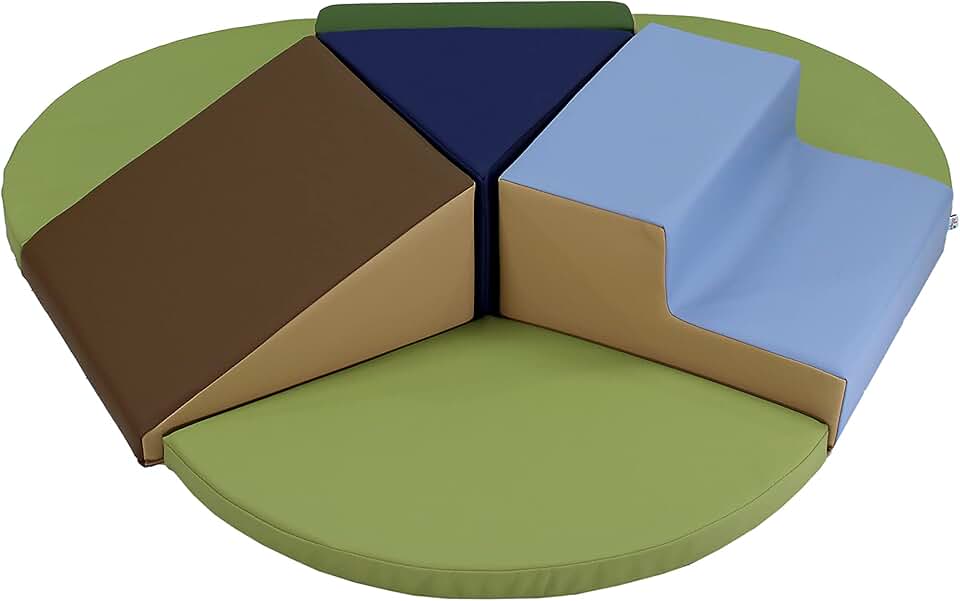 Factory Direct Partners 13800-ET SoftScape Toddler Playtime Junction 360 Climber Plus Side Pads, Indoor Active Play Structure for Toddlers and Kids; Safe Soft Foam (7-Piece) - Earthtone