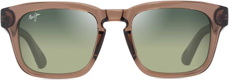 Maui Jim Maluhia Square Sunglasses, Shiny Trans Light Brown/Maui Ht Polarized, Medium