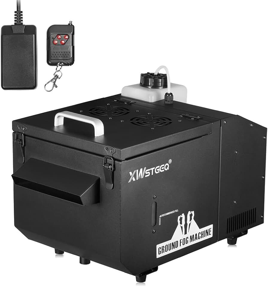 Low Lying Fog Machine, 1200 Watt Water Based Ground Fog Machine with Wireless Remote, DMX 512, Manual Control - Ideal for Weddings, Halloween, Parties, DJs, and Stage Performances