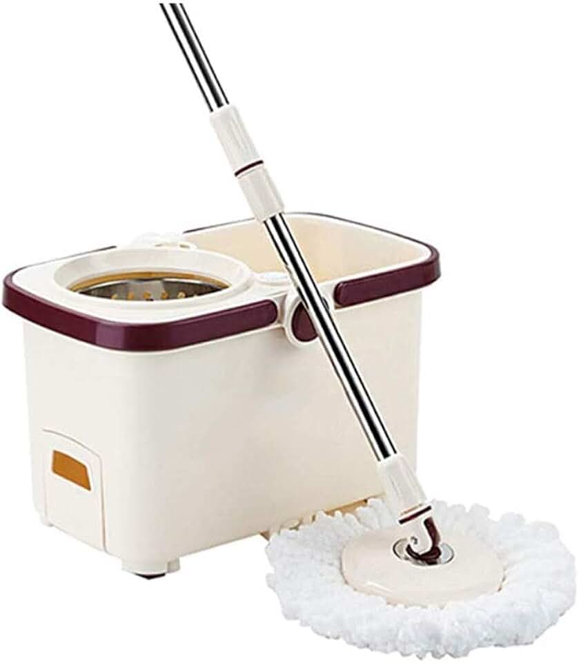 Spin Mop, Stainless Steel Adjustable Handle with 2 Microfiber Mop Heads with Detergent Dispenser for Floor Cleaning