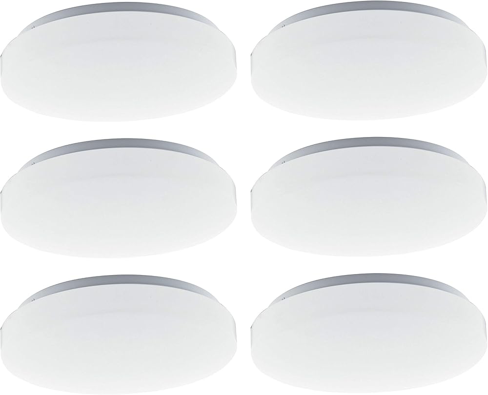 62-1210;11 inch; Acrylic Round; Flush Mount Ceiling Light; Ceiling-Temperature Selectable Dimmable 3000K/4000K/5000K LED Light Fixture; White Finish; 120V (6 LED Light Fixtures)