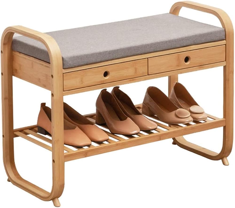 Shoe Storage Bench Entryway Hallway Furniture, Entryway Shoe Bench Rack Home Creative Arch, Shoe Changing Stool with Drawer Storage, Bedroom Shoe Rack Stool with Armrests(74 * 34 * 55cm)