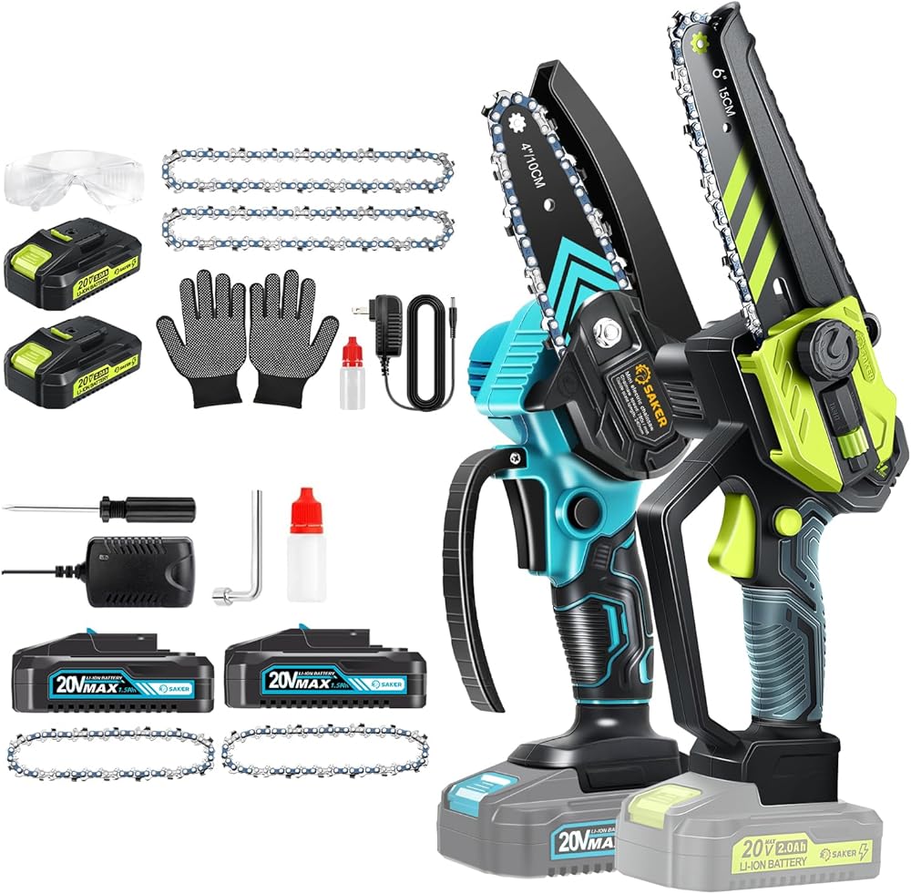 Saker Mini Chainsaw,Portable Electric Cordless Chainsaw and Saker Multifunction Mini Chainsaw,6 Inch Brushless Chainsaw