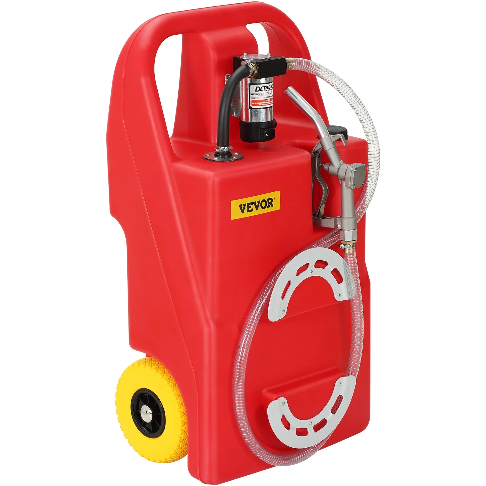 VEVOR Fuel Caddy, 32 Gallon, Portable Fuel Storage Tank on-Wheels, with 12V DC Transfer Pump (for Diesel Only), Diesel Fuel Container for Trucks, Lawn Mowers, ATVs, Boats, More, Red