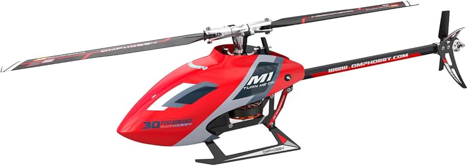 OMPHOBBY M1 EVO 3D RC Helicopter，6CH Micro Dual Brushless Motors Helicopters, Can Bind FUTABA Radio Directly, Red Adults Remote Flying Model Without Controller