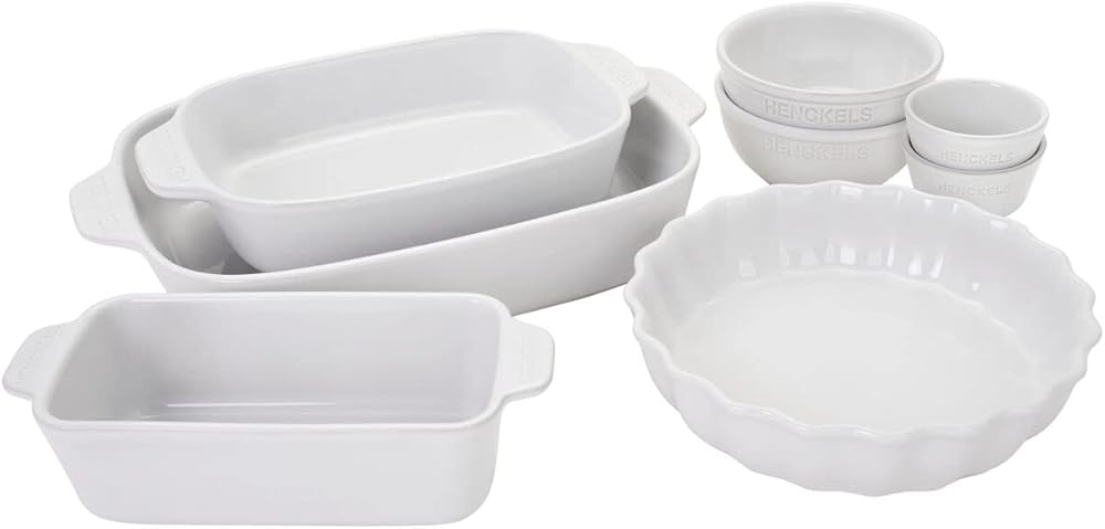 HENCKELS Ceramics 8-pc Mixed Bakeware, White