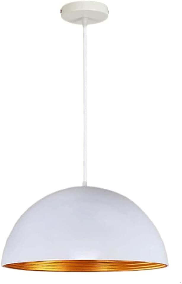 Pot Lid Slamp Shade Black Metal Light 1-Pack Matte Aluminum Living Room Chandeliers Dome Ceiling Adjustable Cord Ceiling Lamp Lighting Fixture for Hotel,Bar,Dining Roo/White/40Cm