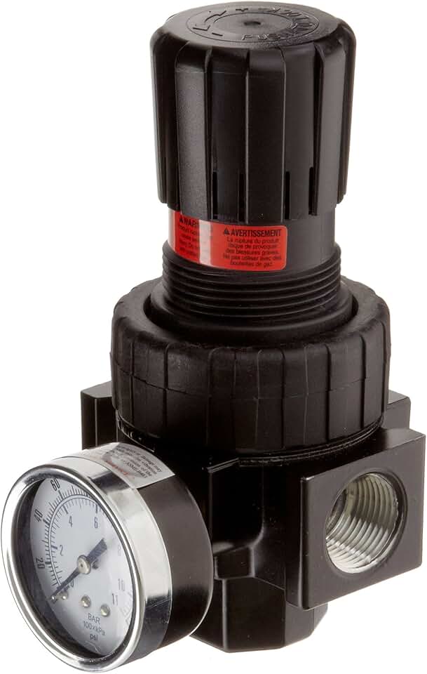 Parker 07R318AC Regulator, Relieving Type, 2-125 psi Pressure Range, Gauge, 90 scfm, 1/2