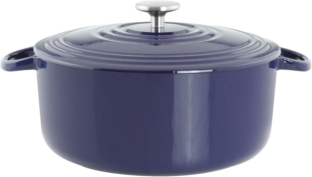 Chantal Enameled Cast Iron Cookware, 7 quart Dutch Oven, Cobalt Blue