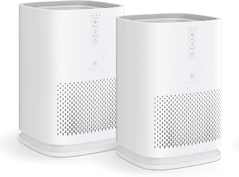 Medify MA-14 Air Purifier with True HEPA H13 Filter | 470 ft² per Hour for Smoke, Odors, Pollen, Pets | 99.9% Removal to 0.1 Microns | White, 2-Pack