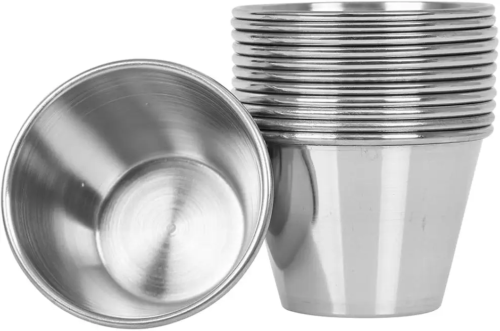 (576 Pack) Stainless Steel Sauce Cups 2.5 oz, Commercial Grade Dipping Sauce Cups, Individual Condiment Cups/Portion Cups/Ramekins by Tezzorio