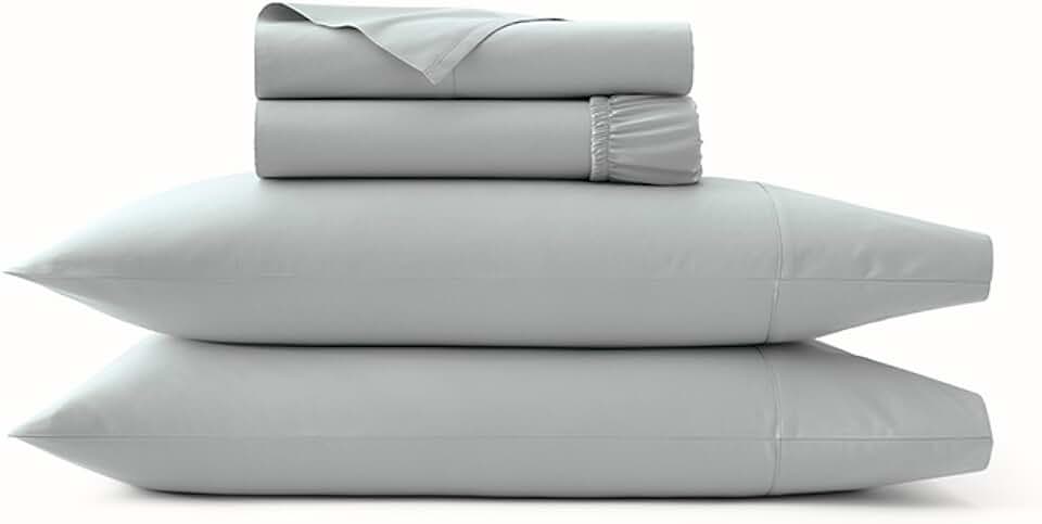 BOLL & BRANCH Signature Hemmed Sheet Set – Luxury 100% Organic Cotton – 1 Flat Sheet, 1 Fitted Sheet and 2 Pillowcases with 7” Hemline – Buttery Soft and Breathable, Pewter, Cal King