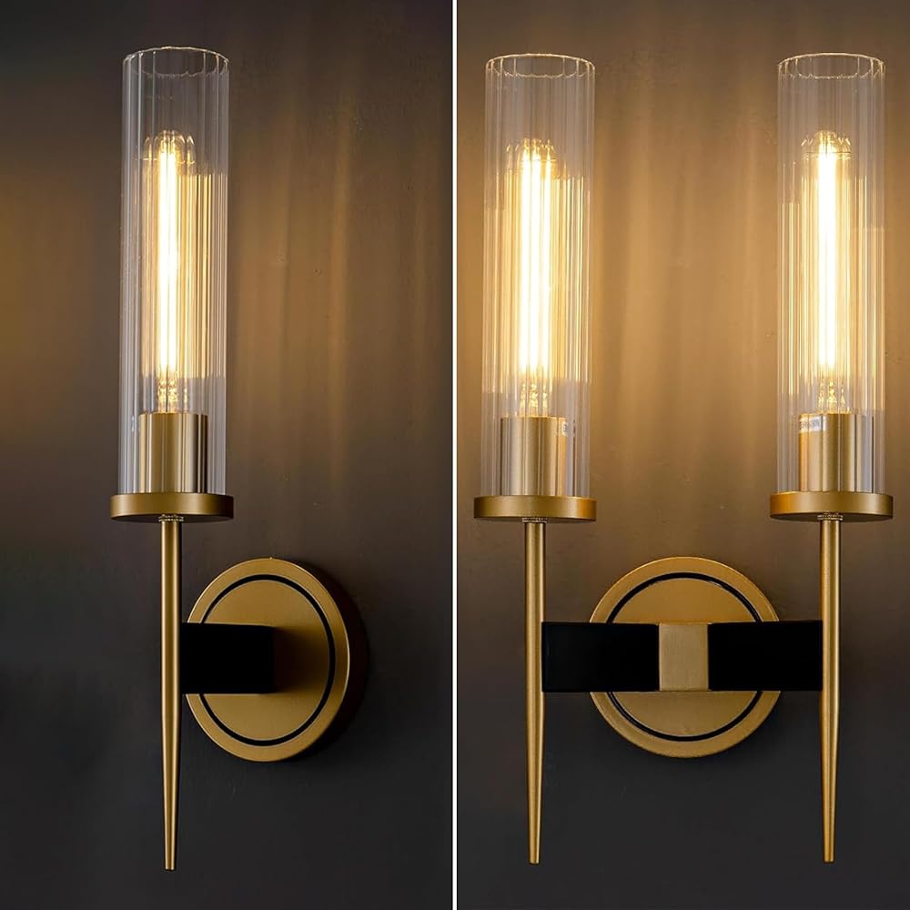 Bundle of Product 2-Light Brass Wall Sconces, 17.7