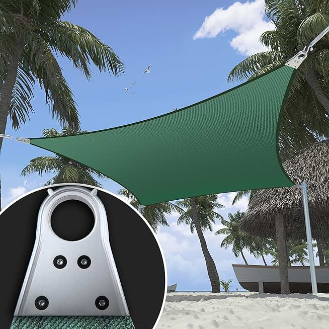 ShadeMart Heavy Duty 24' x 24' Green Square Sun Shade Sail, Commercial Grade UPF50 Canopy SMTAWS24, Reinforced Corners & Edges, 260 GSM Fabric Heavy Duty -3 Years Warranty (We Make Custom Size)