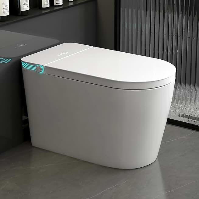 Smart Toilet with Bidet Built In, Auto Open/Close Lid & Flush, Large One-Piece Smart Toilet for Bathrooms, White with Heated Seat, Built In Tank, Warm Water & Dryer - ACEPILOT-602C