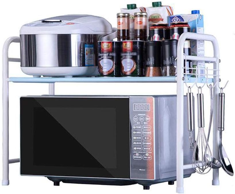 Microwave Storage Rack Microwave Oven Rack Kitchen Kitchen Shelves Microwave Oven Shelf Spice Rack Oven Stand with Hooks Carbon Steel Multifunction