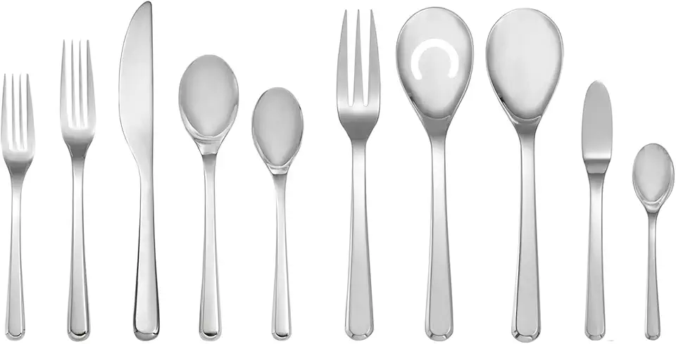 Nambe Aura 45 Piece Flatware Set, Silver