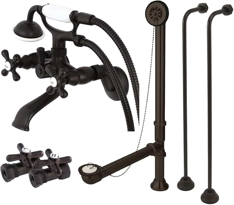 Kingston Brass CCK265ORB Vintage Wall Mount Claw Foot Faucet Package, Oil Rubbed Bronze