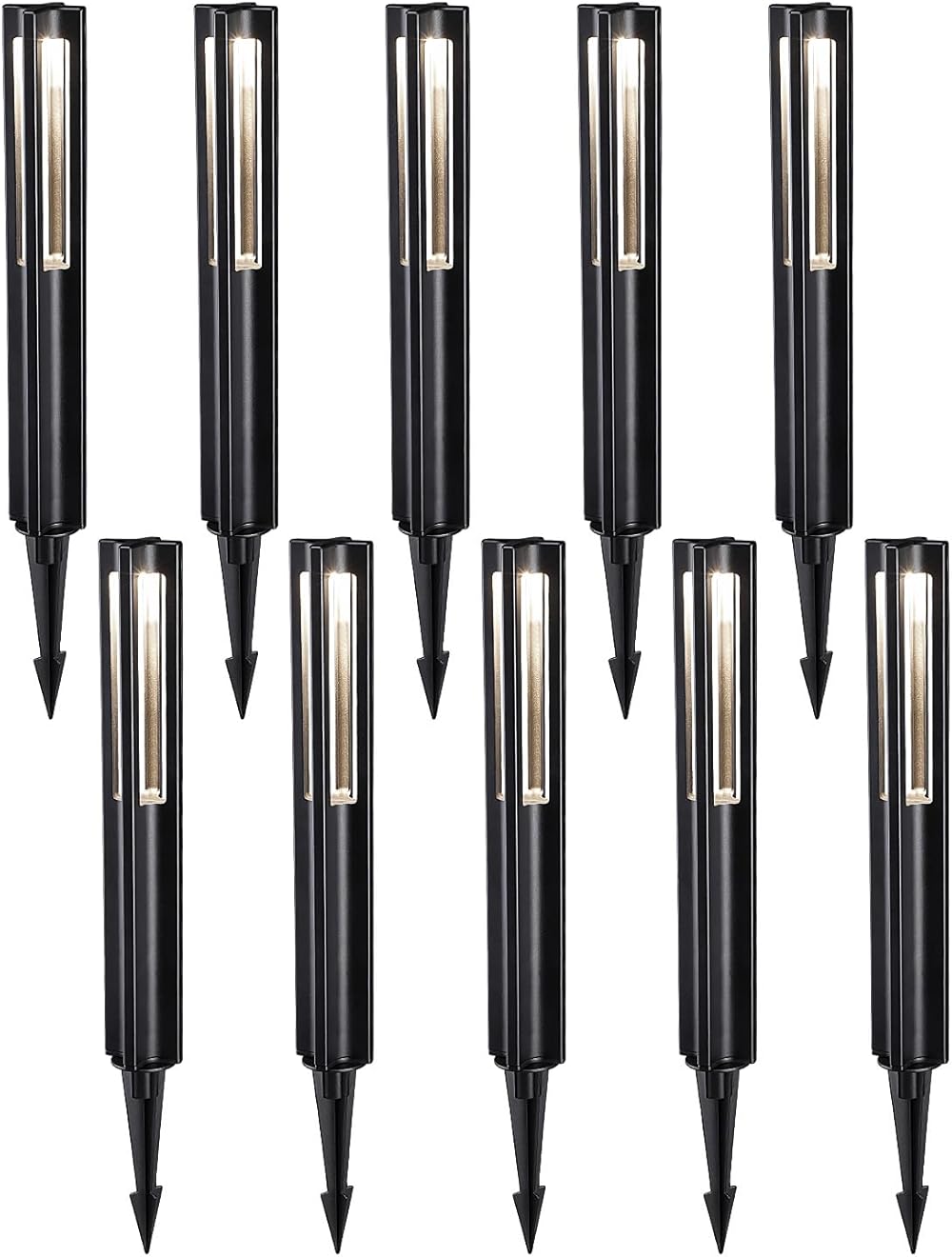 LEONLITE LED Low Voltage Landscape Lighting, Modern 12V Outoor Landscape Lights, 3W Pathway Lights Low Voltage, Aluminum, IP65, Path, Walkway, 50,000 Hrs, 4000K Cool White, 190lm, Black, Pack of 10