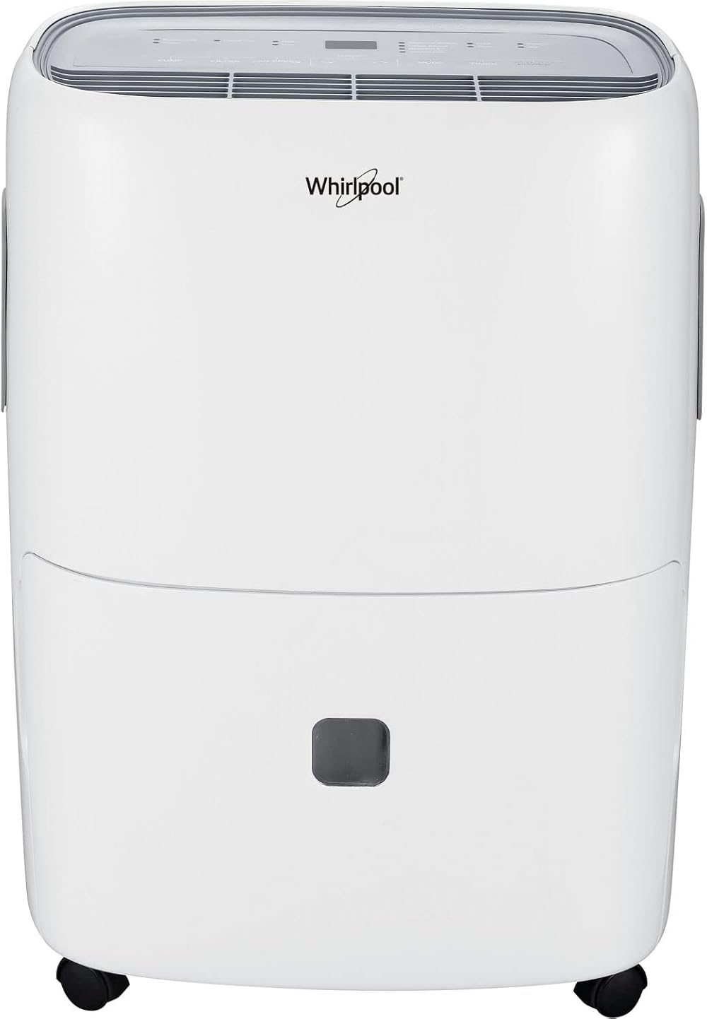 Whirlpool 40-Pint Portable Dehumidifier for Basement, Garage, and Living Room, 115V, Moisture Absorbers for Rooms up to 3000 Sq. Ft. with Auto-Shutoff, LED Display, and Timer in White