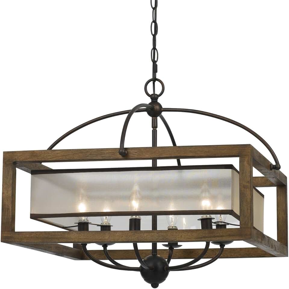 Cal Lighting FX-3536/6 Restoration Six Light Chandelier from Square Collection in Bronze/Dark Finish, 24.00 inches