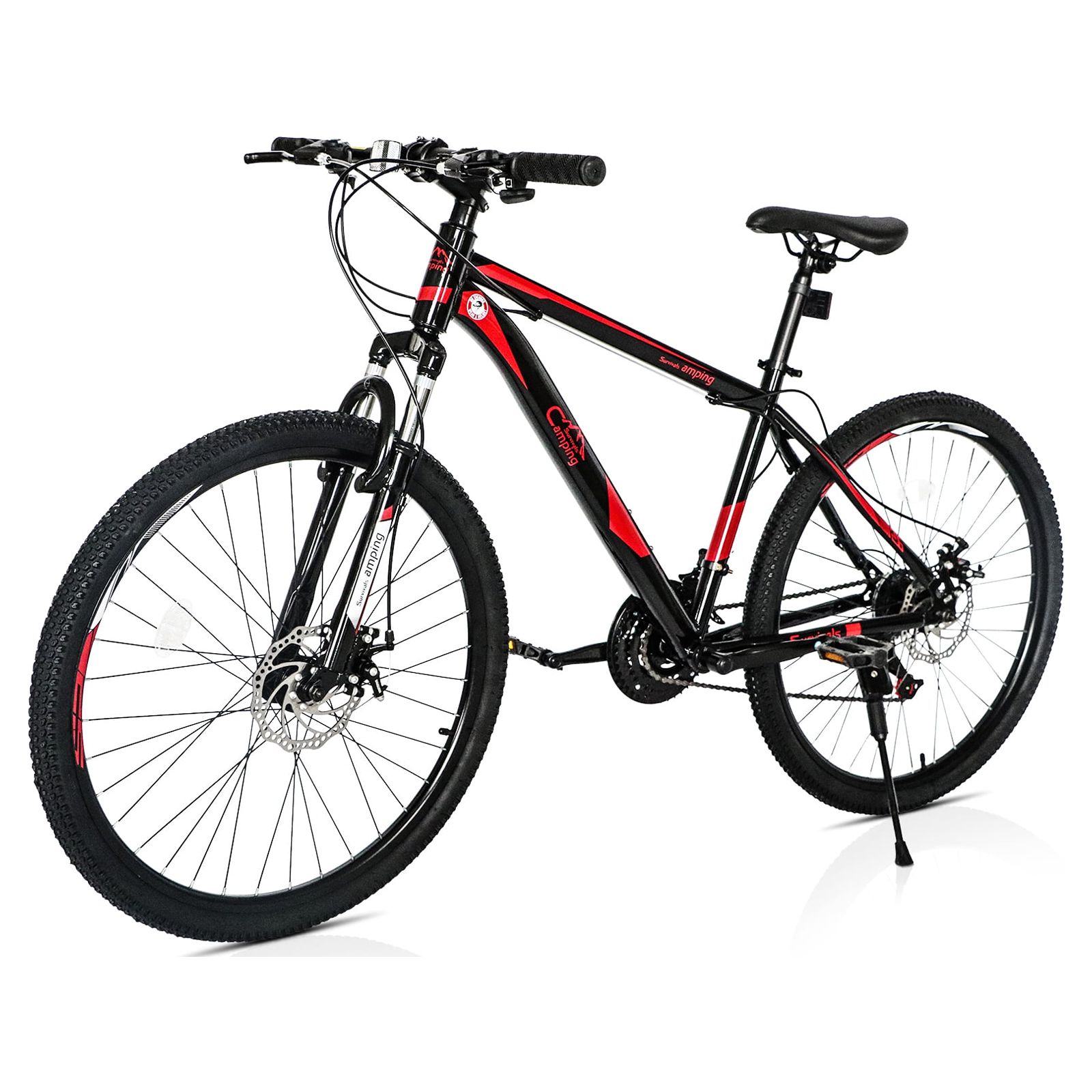 Zimtown 26in Wheel Mountain Bike, Adult 21 Speed Steel Bicycle, Black & Red