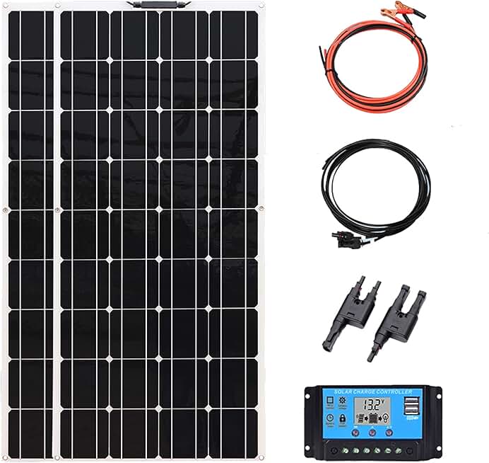 AIZYR Flexible Monocrystalline Solar Panel 240W Solar System Kit for 12V/24V Battery Home or Outdoor RV Boating Camping