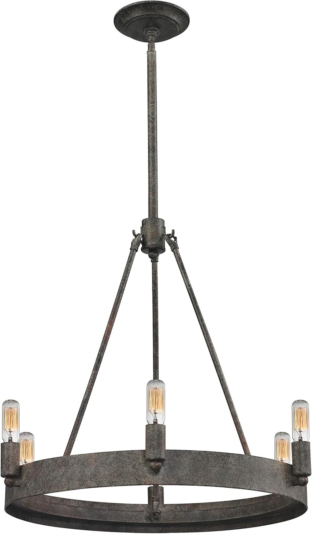 Elk Home Lewisburg 6-Light Chandelier - in Malted Rust Finish, 21-Inch Wide, Transitional Style