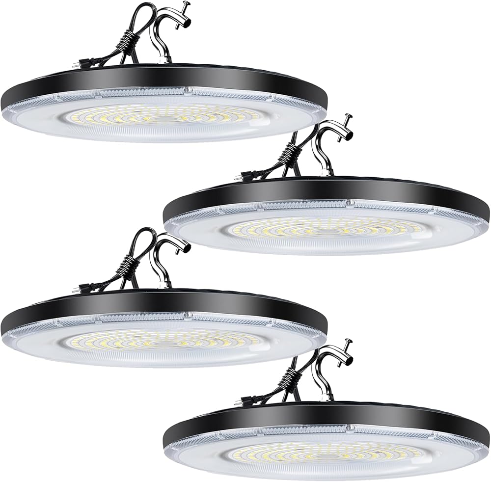 150W LED High Bay Light 21000LM (Eqv. to 600W HPS/MH) High Bay LED Light 5000K Daylight ETL Listed Commercial Bay Lighting with 85% Energh Saving-4Pack