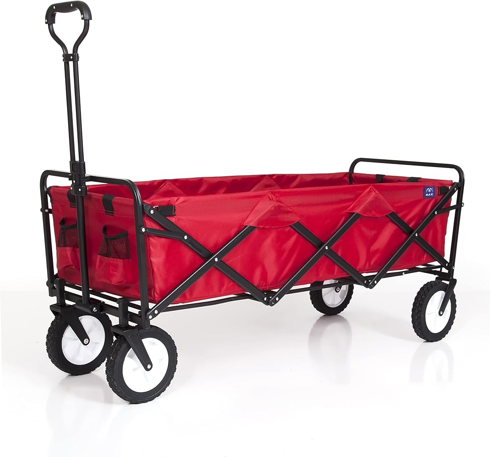 Mac Sports WTCX-201 Extended Collapsible Folding Outdoor Utility Wagon, Red