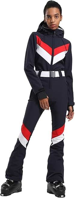 Ski Suits Women One Piece Snowboard Slim Winter Waterproof Windproof Snowsuit Jumpsuit for Outdoor Sports