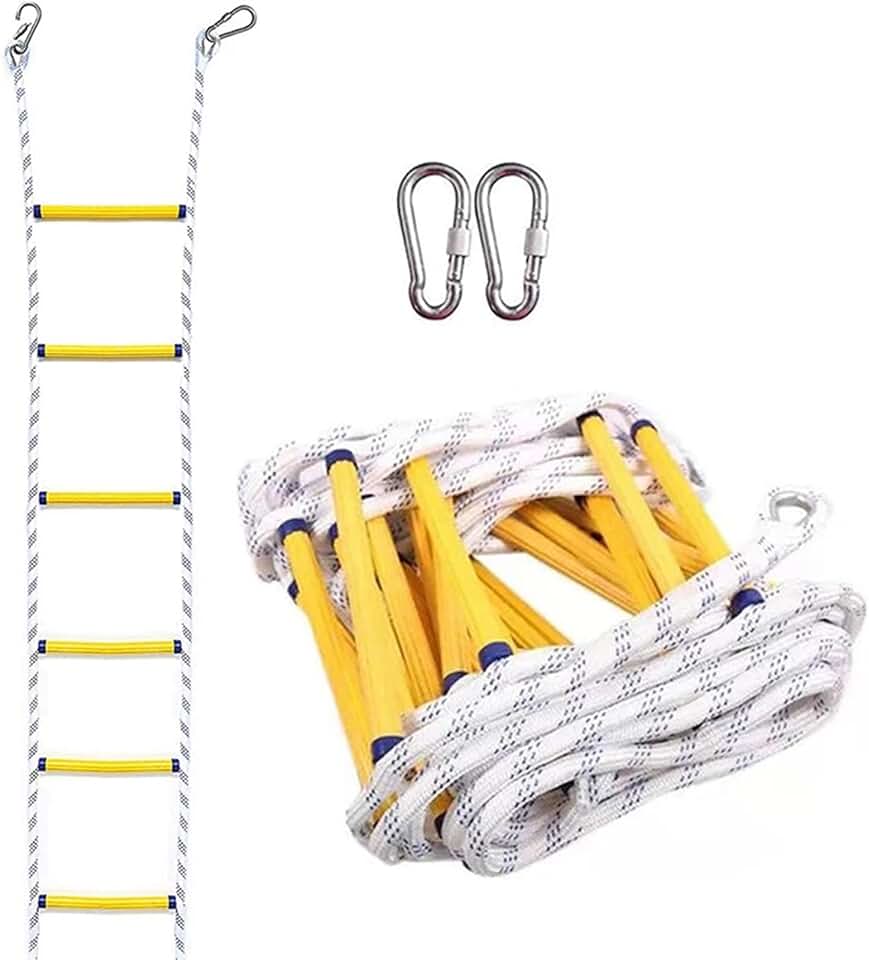 Fire Escape Ladder Portable Rope Ladders, 2-9 Storey Fire Evacuation Safety Ladder with Hooks, Emergency Fire Escape Ladder for Indoor/Outdoor,49FT/15M