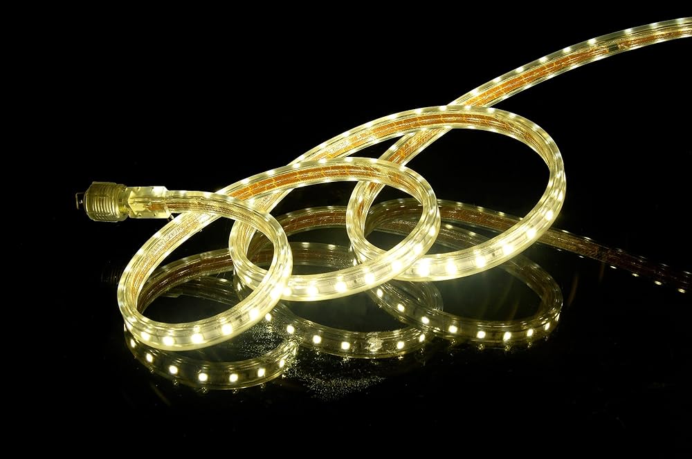 UL Listed, 164 Feet,Super Bright 45000 Lumen, 3000K Warm White, Dimmable, 110-120V AC Flexible Flat LED Strip Rope Light, Commercial Grade, Indoor Outdoor use, Ready to plug n shine