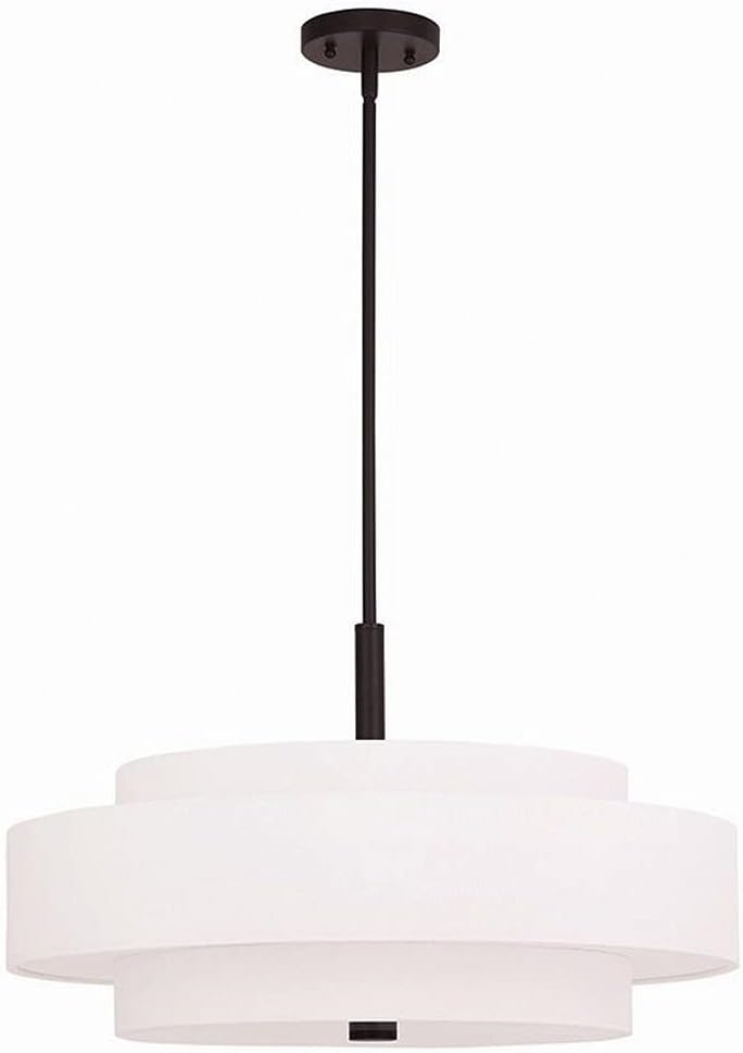Livex Lighting Fabric Shade 50875-07 Meridian 5 Light Bronze Pendant
