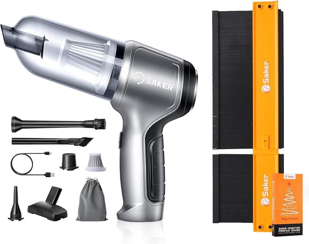 Saker Mini Vacuum Cleaner for Car,3 in 1 Keyboard Vacuum Cleaner Wireless Handheld Connection Profile Gauge-Adjustable Lock