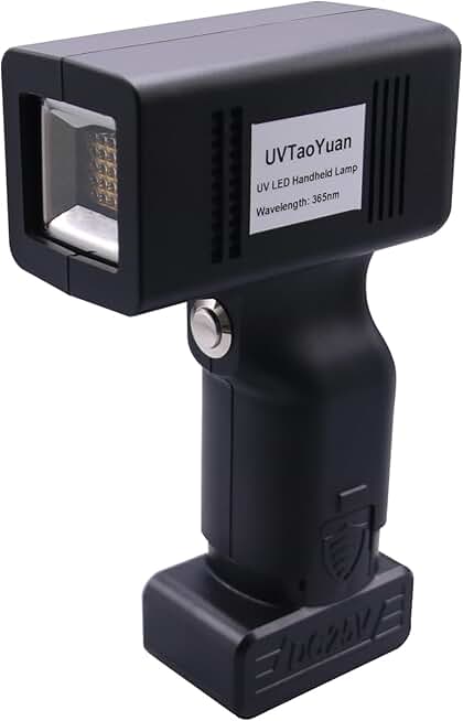 UV LED Flashlight 25 LEDs 365nm 50W UV LED Portable Lamp Powerful Rechargable Curing Handheld Lamp for Glue, Resin Curing, Fluorescent Detecting