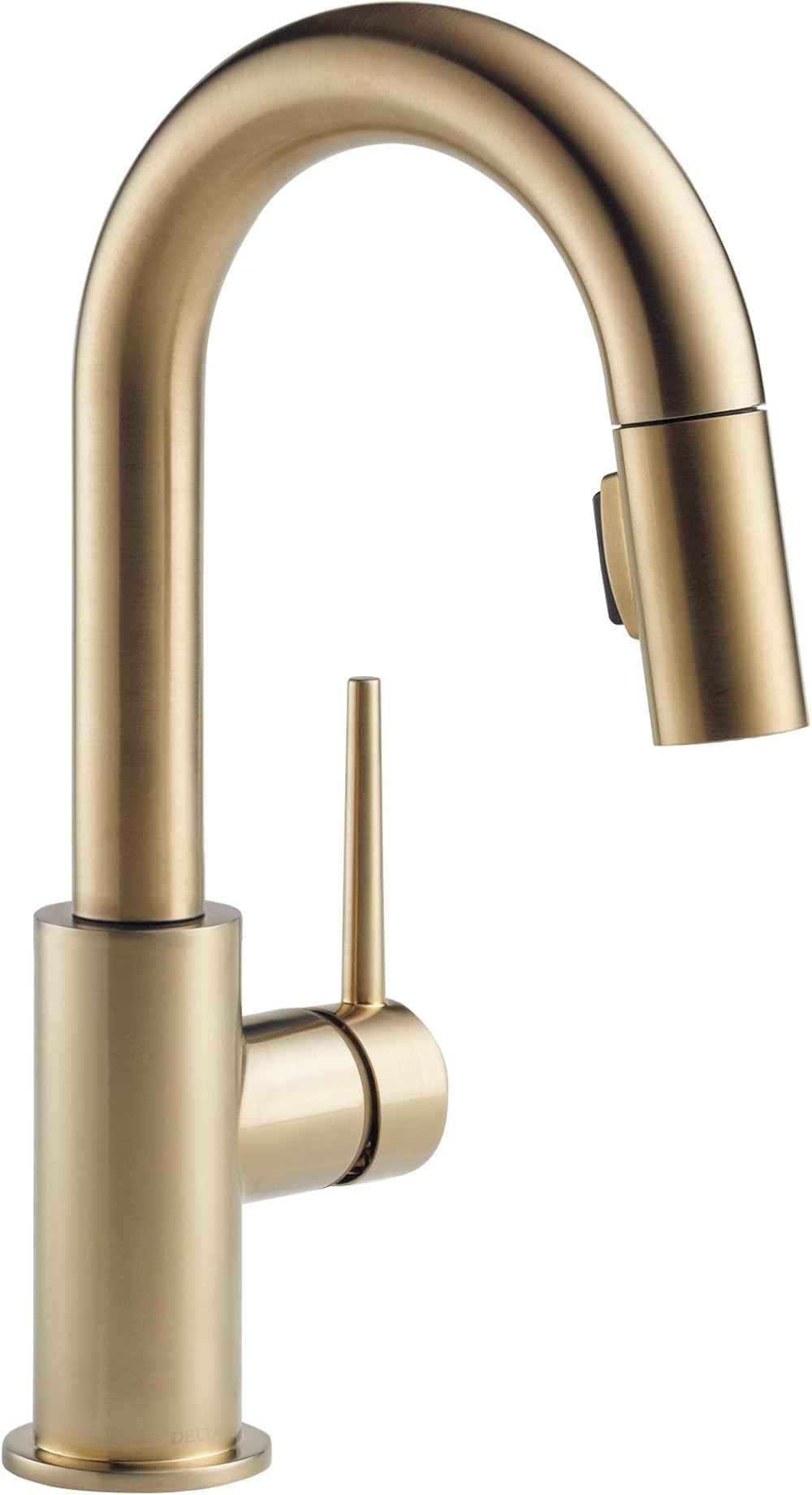 Delta Faucet Trinsic Gold Bar Faucet with Pull Down Sprayer, Bar Sink Faucet Single Hole, Wet Bar Faucets with Pull Down Sprayer, Prep Sink Faucet, Faucet for Bar Sink, Champagne Bronze 9959-CZ-DST