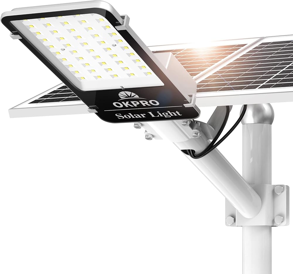 8000W Solar Street Lights Outdoor, 7000K Solar Parking Lot Lights Commerical Dusk to Dawn, Outdoor Street Light Heavy Duty, Wide Angle Solar Flood Lights IP66 Waterproof with Remote Control