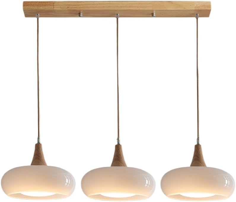 3 Light Pendant Lighting Long Orange Glass White Glass Mid Century Modern Ceiling Hanging Lamp Wood Vintage Cluster Chandelier for Dining Table Kitchen Island Restaurant Staircase Foyer