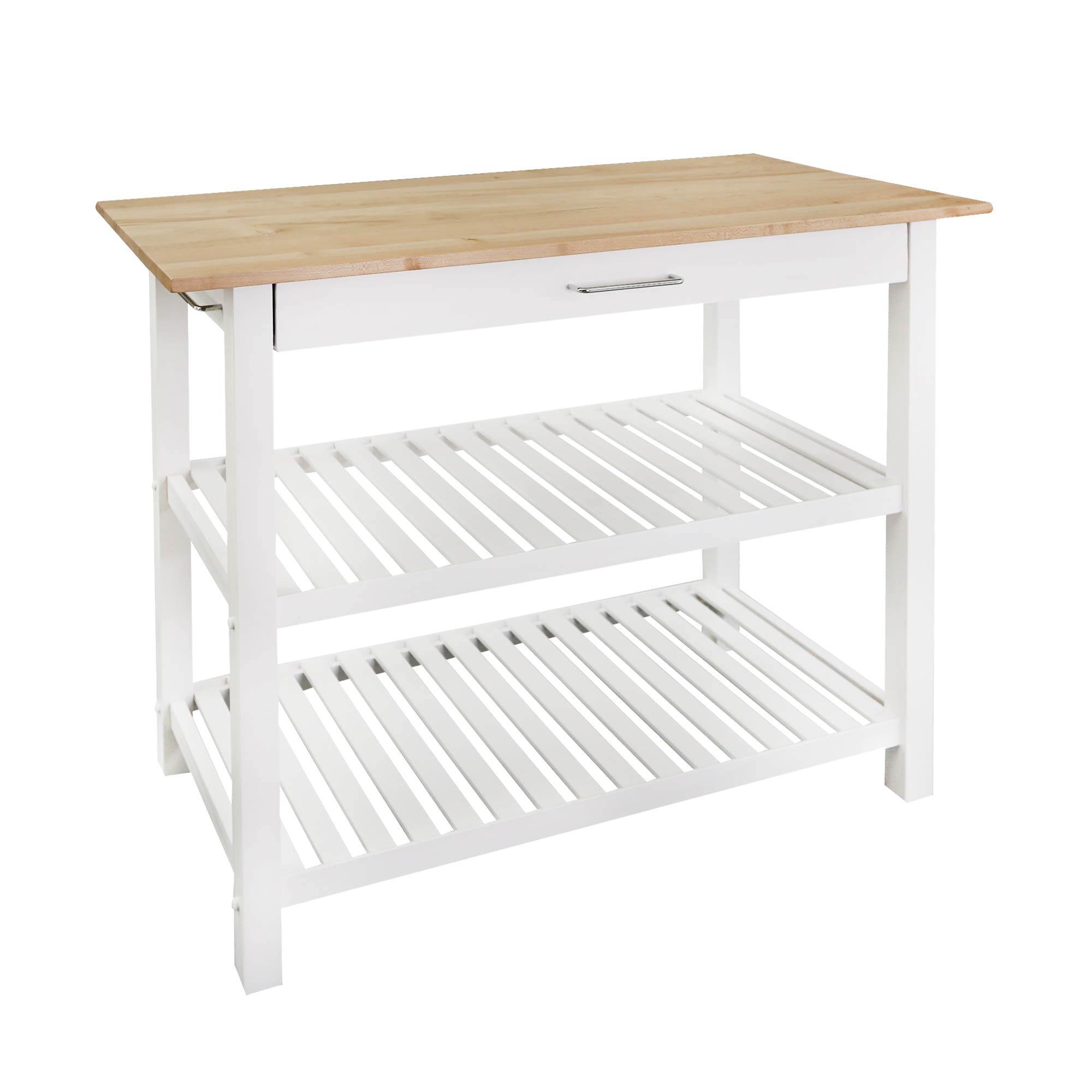 Casual Home Solid Hardwood Top, Natural/White, 40  W (373-91) Kitchen Island, Natural White