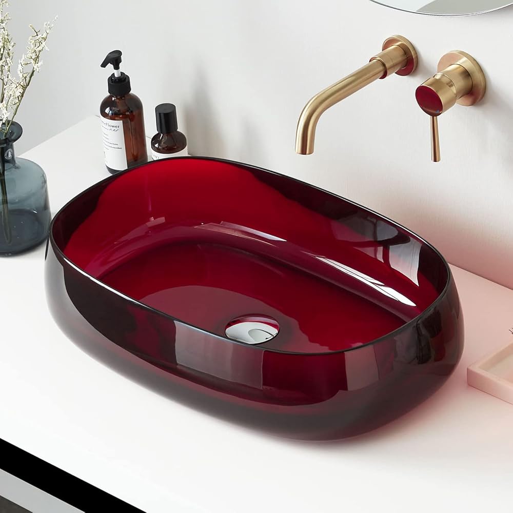 Bathroom Oval Artistic Resin Vessel Vanity Sink Bowl Basin, 23