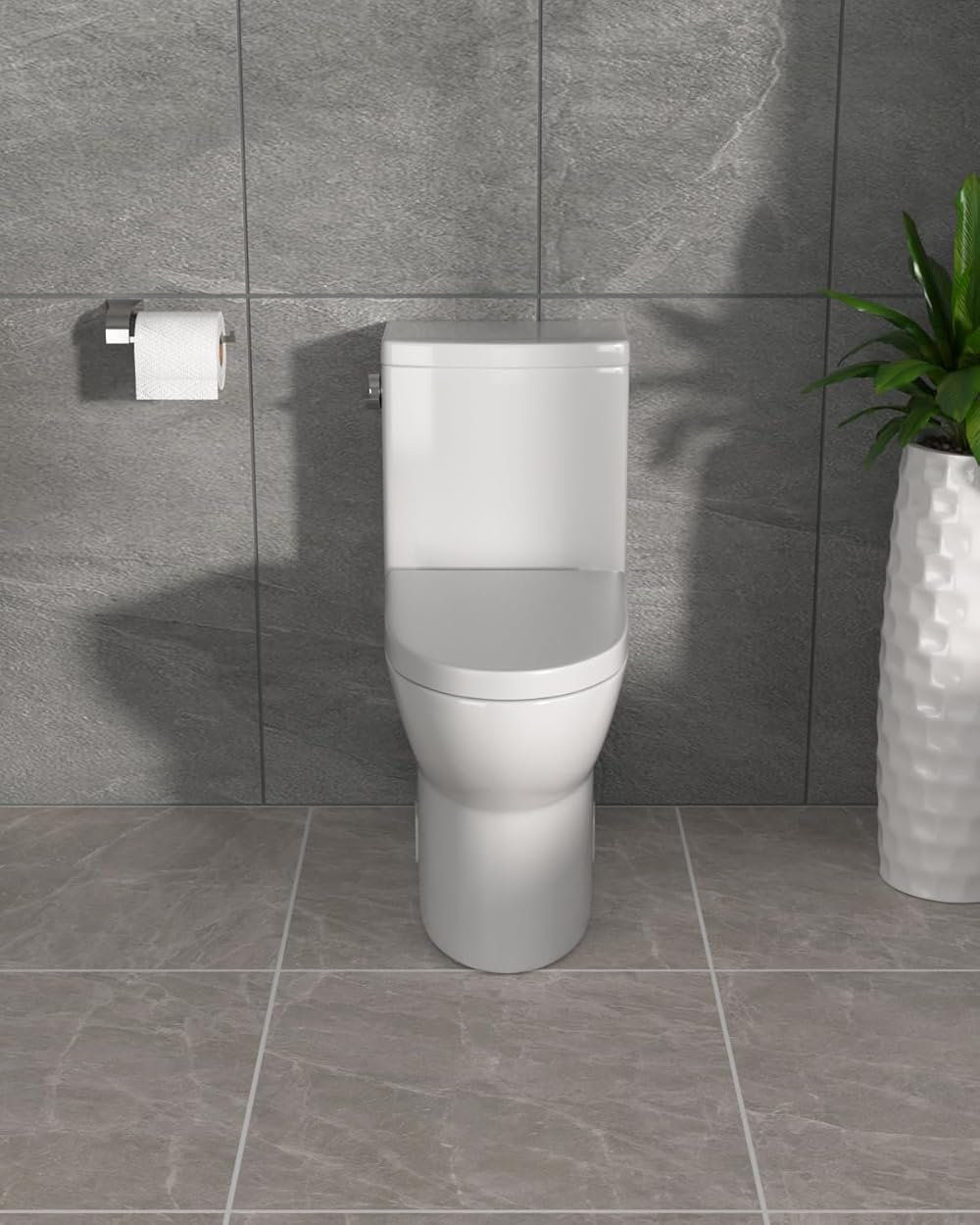 Dcolora One-Piece Toilet Cyclone Flush Dual Flush 1.1/1.6 GPF Comfort Soft-Close Seat Ivory White, 12