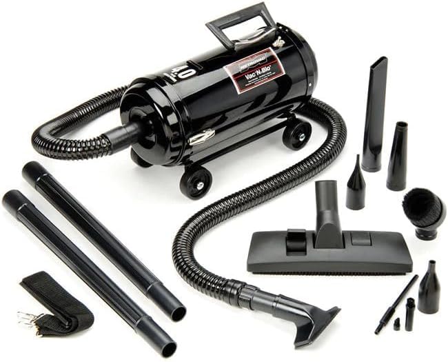 METROVAC Portable Vacuum Cleaner/Blower - 4 Peak HP, 25 Ft Cord, All-Steel Construction, 4-Wheel Dolly, 6 Ft Hose - Model VNB-94BD-25, Black