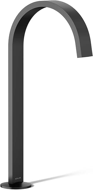 Kohler K-77966-BL Components Tall Bathroom Sink Faucet Spout with Ribbon Design, Matte Black