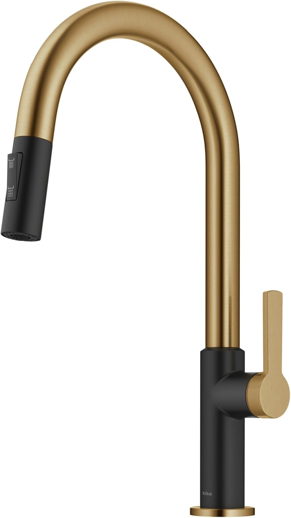 Kraus Oletto Single Handle Pull-Down Kitchen Faucet in Brushed Brass / Matte Black, KPF-2820BBMB