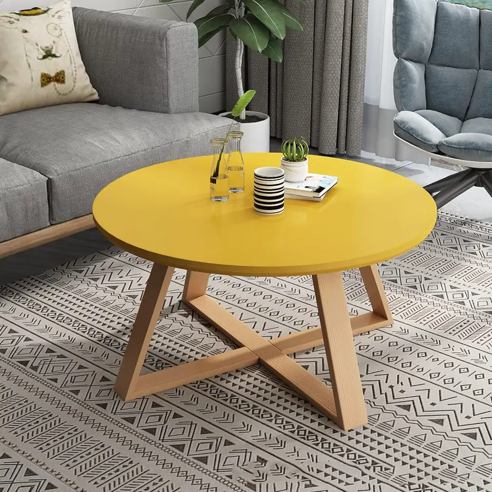 Coffee Side Table Nordic Style Solid Wood Round Side Table Modern Contemporary Pedestal Side End Table Coffee Table Sofa Center Table for Living Room - 20