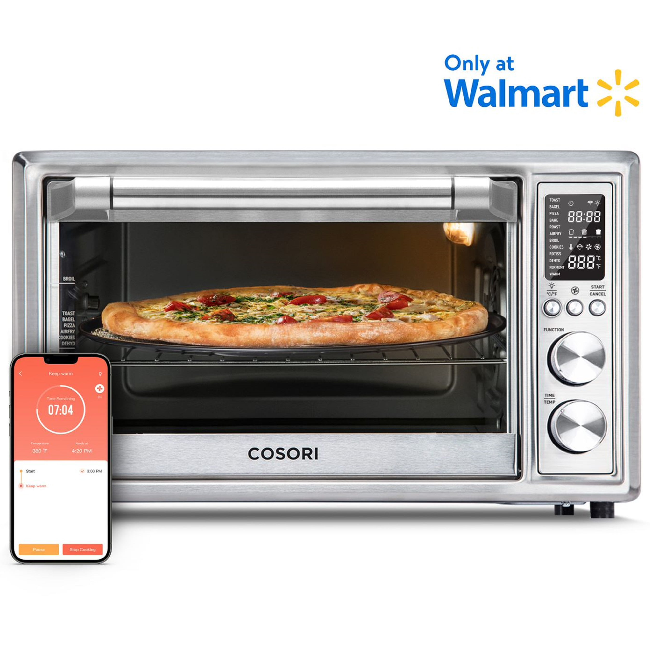 COSORI Smart New Air Fryer Toaster Oven, Large 32-Quart, Stainless Steel, Walmart Exclusive Bonus, Silver