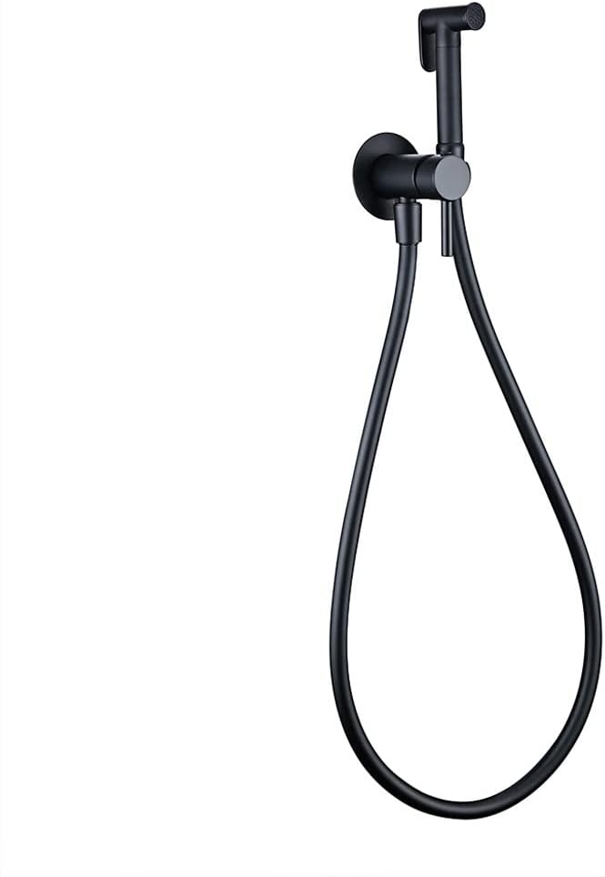 NMZAW-86 Brass Hand-held Wall-Mounted Bidet Sprayer Toilet Faucet Hot and Cold Water with Hose Bathroom Shower Accessories(Black)